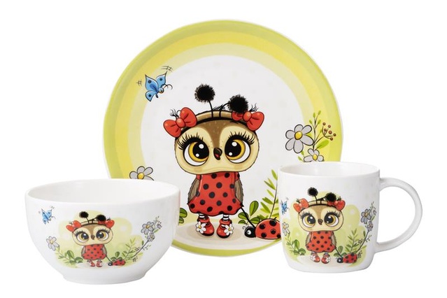 Набір дитячого посуду Ardesto Lucky owl, 3 предмети, порцеляна