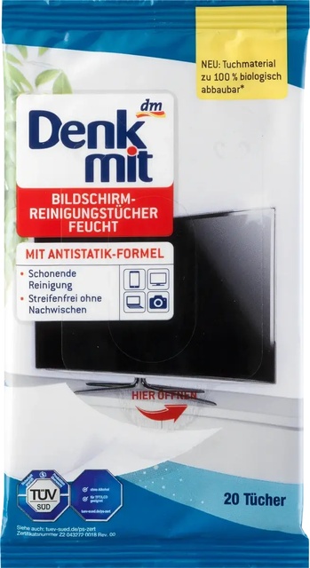 Салфетки для чистки экрана Denkmit 4058172924682 – бытовая химия мыло, сервертки, универсальные средства Denkmit