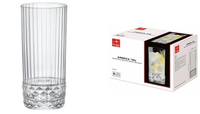 Набір склянок високих Bormioli Rocco America'20s Cooler, 490мл, h162мм, 6шт, скло, прозорий