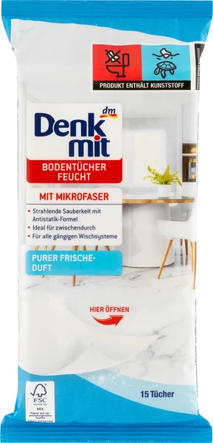 Салфетки для уборки пола Denkmit 15 шт. – бытовая химия мыло, сервертки, универсальные средства Denkmit