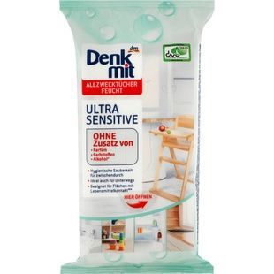 Влажные салфетки для уборки Denkmit Allzweckt&uuml;cher Feucht Ultra Sensitive, 50 шт &ndash; бытовая химия мыло, сервертки, универсальные средства Denkmit