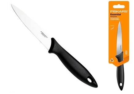 Кухонний ніж для коренеплодів Fiskars Essential, 11см, нержавіюча сталь, пластик, чорний