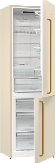 Холодильник з нижн. мороз. камерою Gorenje, 200х60х60см, 2 двері, 235( 96)л, А++, NF+ , Зона св-ті, Внутр. Диспл, Беж