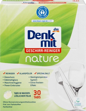Таблетки для посудомойки Denkmit Nature, 30 шт 4010355558671, 500 г – бытовая химия для посудомоечных машин Denkmit