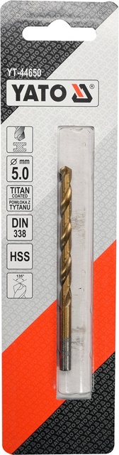 Сверло по металлу Yato HSS-TiN 5.0x86мм YT-44650
