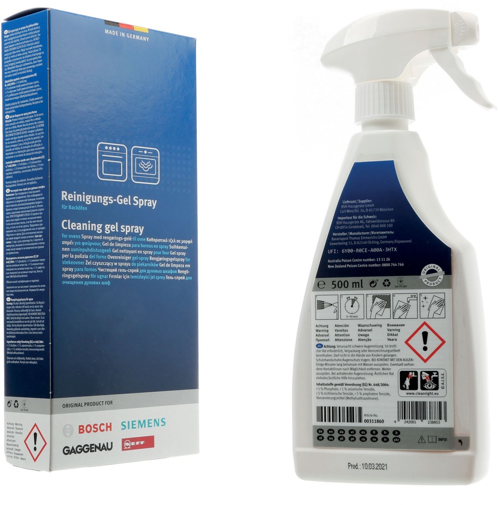 Чистящее средство для духовок Bosch 00312298, 500 мл – бытовая химия для плит, духовок Bosch