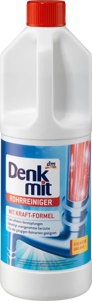 Средство для чистки труб для кухни и ванной Denkmit, 1л – бытовая химия мыло, сервертки, универсальные средства Denkmit