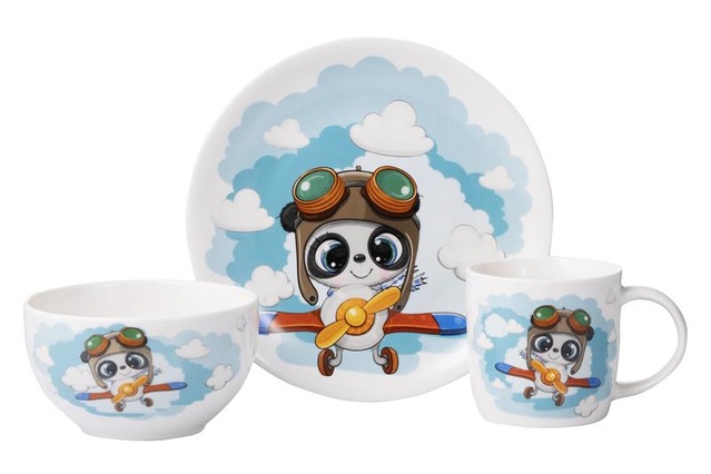 Набір дитячого посуду Ardesto Panda pilot, 3 предмети, порцеляна