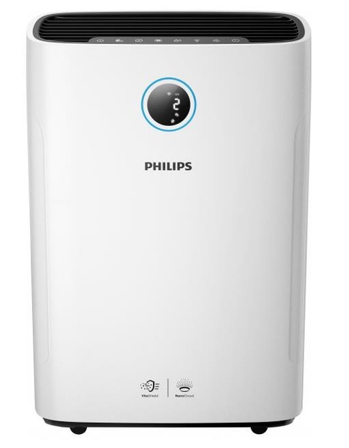 Очисник повітря Philips з зв-ням 600 мл/год Series 2000i, 85м2, 330м3/год, дисплей, 3 фільтра, Wi-Fi, 3 режими, білий