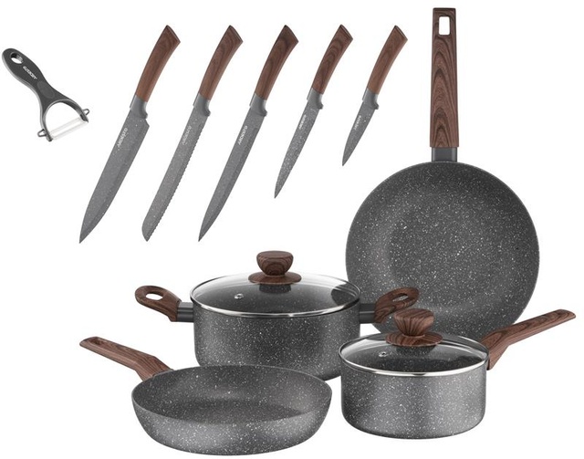 Набір посуду Ardesto Midori, 12 предметів, алюміній, нержавіюча сталь