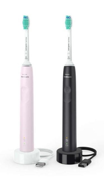 Щітка зубна електр. Philips, Sonicare 3100 series, набір , 31т. колив/хв, насадок-1, 2 шт в наборі, рожевий, чорний