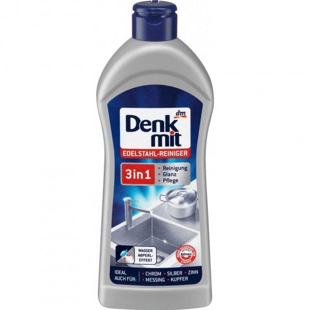 Средство для чистки нержавеющей стали Denkmit 300 мл. - побутова хімія для плит, духовок Denkmit