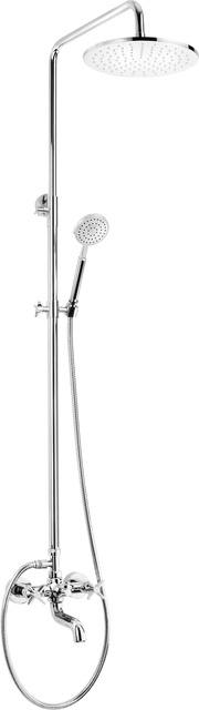Душова система Deante Temisto зі змішувачем для ванни, душ - верхній душ, лійка, кріпл. - на стійці, хром