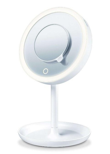 Дзеркало косметичне Beurer настільне, діаметр-17см, сенсорне керув., ААx3 в комплекті, підсвічування, білий