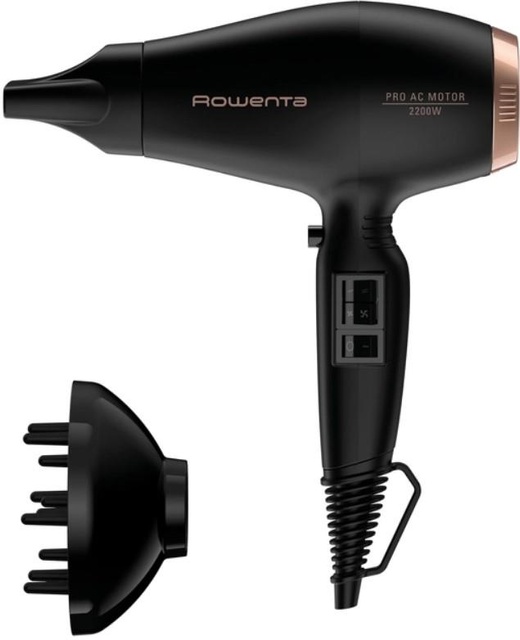 Фен Rowenta Compact PRO+, 2200Вт, 2 режими, дифузор, іоніз-я, хол. обдув, чорний