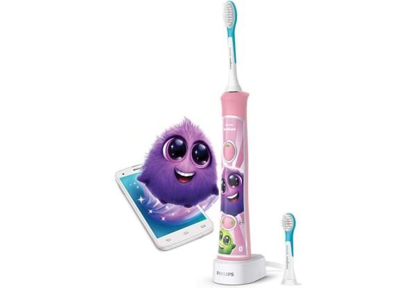 Щітка зубна електр. Philips, Sonicare For Kids, для дітей, 62т. колив/хв, насадок-2, Bluetooth, рожевий