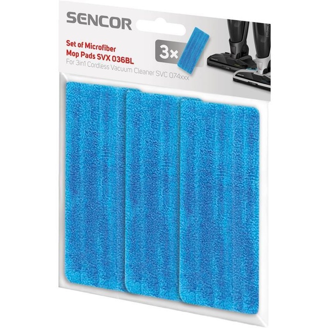 Набір змінних подушок Sencor SVX036BL для вологого прибирання, мікрофібра, 3 шт