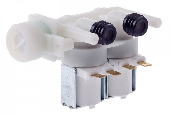 Клапан подачі води (2/180/90) для пральної машини під клемами - запчастини до пральної машини Универсал
