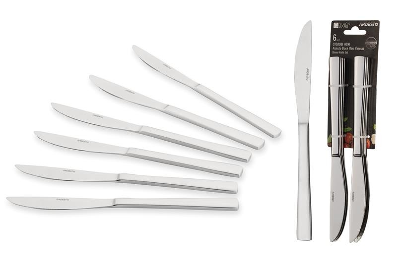 Набір столових ножів Ardesto Black Mars Vanessa, 6 приборів, нержавіюча сталь