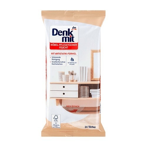 Влажные салфетки для ухода за мебелью Denkmit 24 шт. – бытовая химия мыло, сервертки, универсальные средства Denkmit