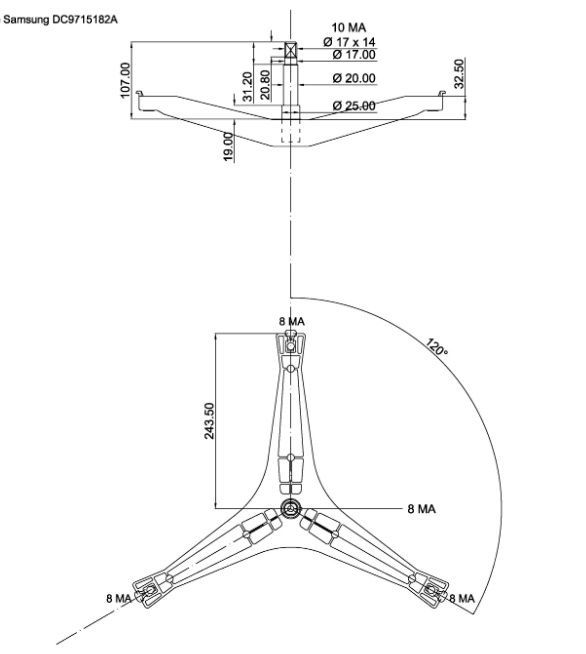 Хрестовина для пральної машини Samsung DC97-15182A