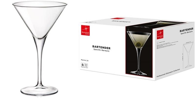 Набір келихів для мартіні Bormioli Rocco Bartender Martini, 240мл, h182мм, 6шт, скло, прозорий
