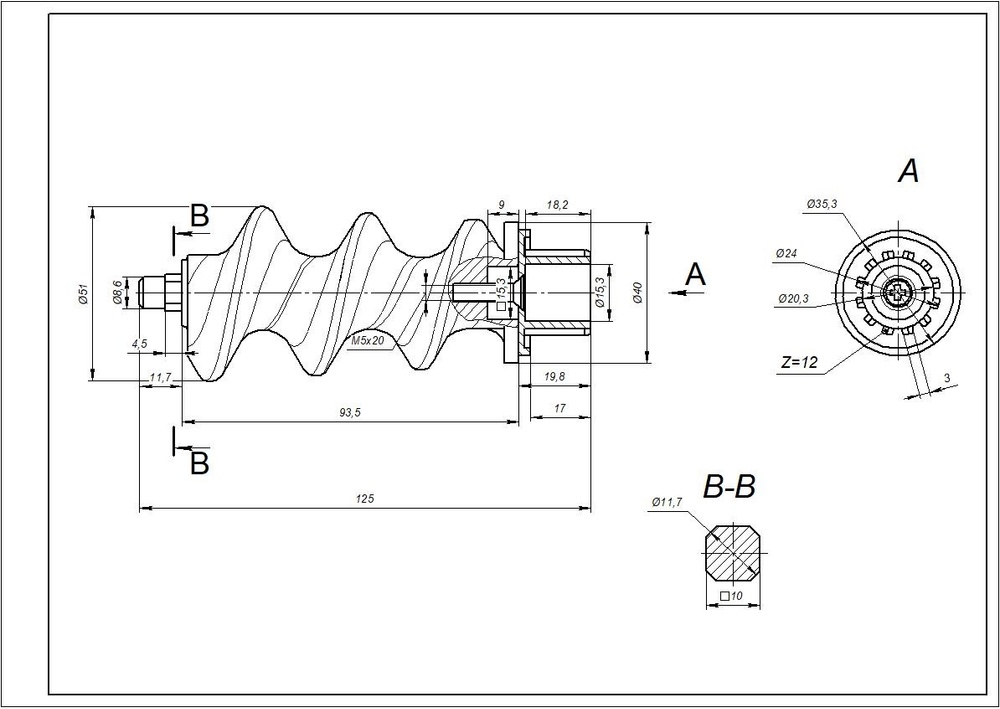 Шнек для м'ясорубки Bosch 12024514 - запчастини до м'ясорубок Bosch