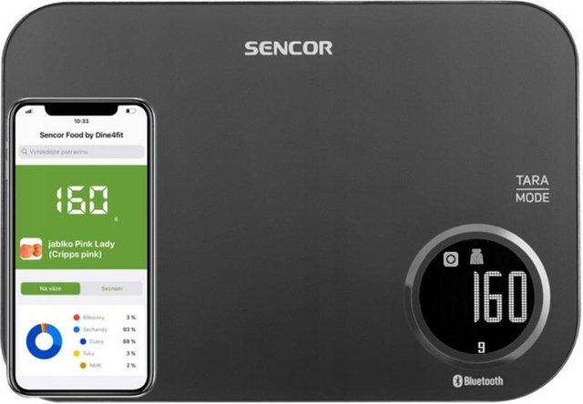 Ваги Sencor кухонні, 5кг, підключення до смартфону, AAAx2 , пластик, чорний