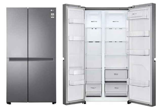 Холодильник LG SBS, 179x91х74, холод.відд.-414л, мороз.відд.-233л, 2дв., А+, NF, інв., диспл внутр., зона св-ті, сірий темний