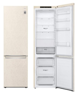Холодильник LG з нижн. мороз., 203x60х68, холод.відд.-277л, мороз.відд.-107л, 2дв., А++, NF, інв., диспл внутр., зона св-ті, бежевий