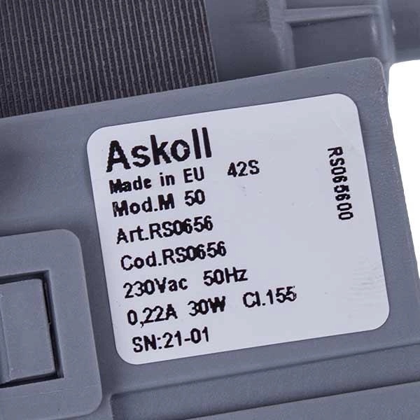 Насос для пральної машини зливний 3 клямки вихід спереду фішка Askoll M50 - запчастини до пральної машини Askoll