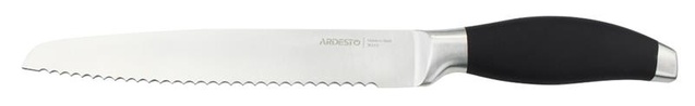 Кухонний ніж для хліба Ardesto Gemini, 20.3см, нержавіюча сталь, пластик, чорний