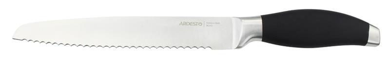 Кухонний ніж для хліба Ardesto Gemini, 20.3см, нержавіюча сталь, пластик, чорний