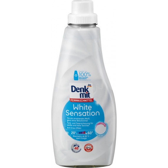 Засіб для прання білої білизни Denkmit White Sensation - побутова хімія для пральних машин Denkmit