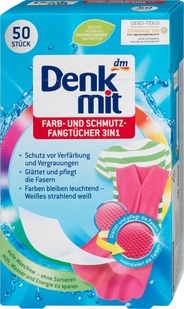 Серветки для захисту кольору Denkmit для прання кольорових тканин 50 шт.