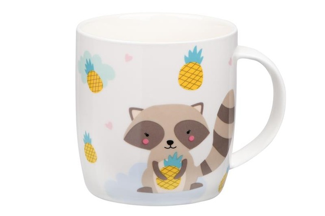 Чашка Ardesto Cute raccoon, 350мл, порцеляна, білий