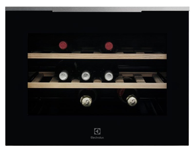 Холодильник Electrolux вбудований для вина, 45x60х56, полок - 2, зон - 1, бут-18, ST, чорний+нерж