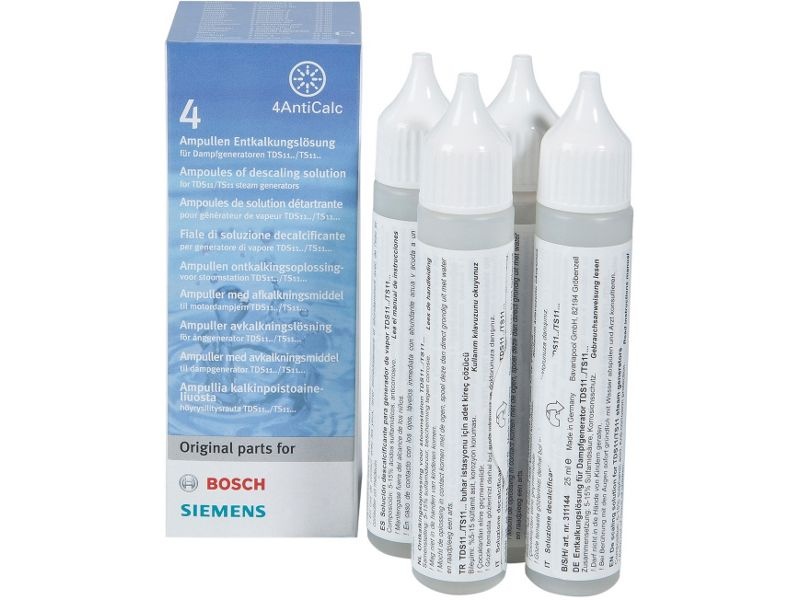Засіб для чищення парових прасок Bosch 00311972, 25 мл - побутова хімія для чистки прасок, прасувальних парових станцій Bosch