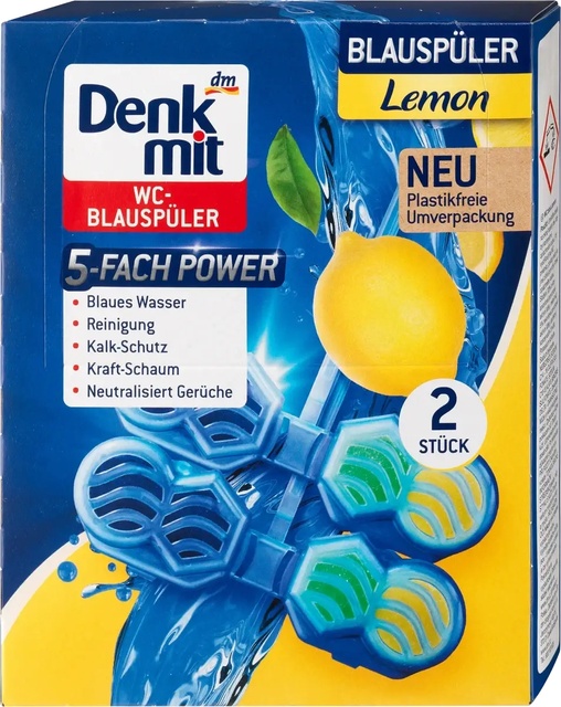 Підвісний блок для унітазу Denkmit Лимон, 2 шт. - побутова хімія для унітазів Denkmit