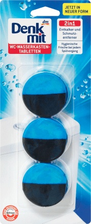 Таблетки для бачка унитаза Denkmit WC-Wasserkasten 2 в 1, 3 шт. 4010355489227, 150 г – бытовая химия для унитазов Denkmit