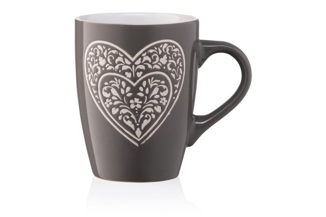 Чашка Ardesto Heart, 330мл, кераміка, сірий темний