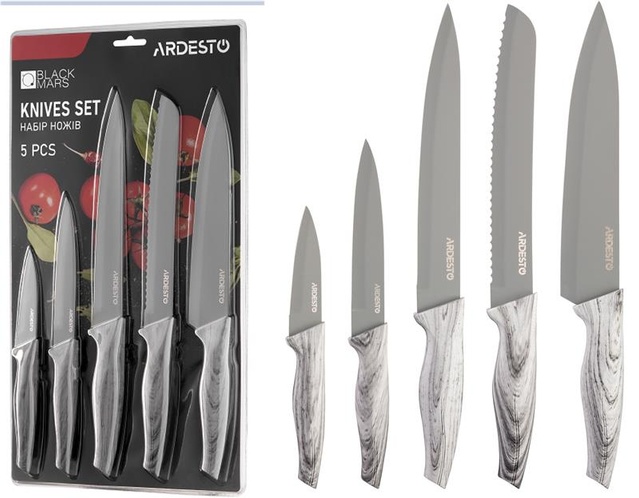 Набір ножів Ardesto Black Mars, 5 предметів, нержавіюча сталь, пластик