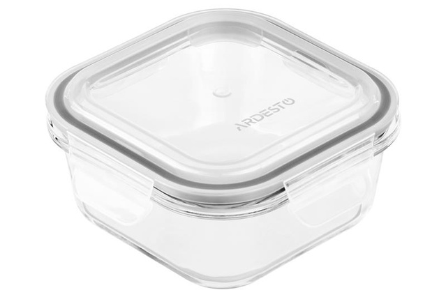 Контейнер для зберігання харчових продуктів Ardesto Gemini, 0.5л, боросилікатне скло, пластик, квадратний, прозорий