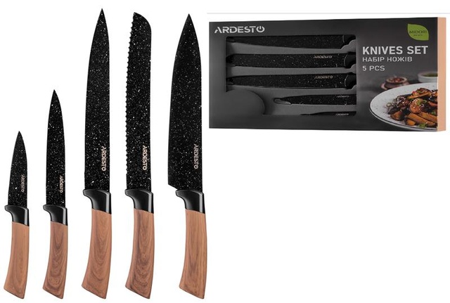 Набір ножів Ardesto Midori, 5 предметів, нержавіюча сталь, пластик