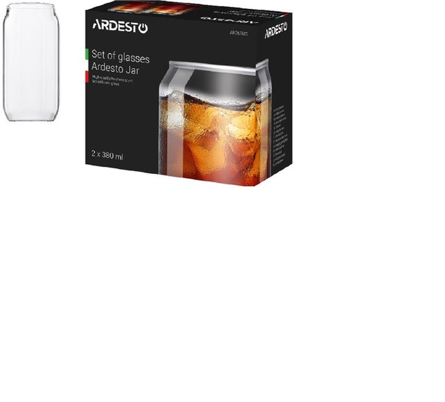 Набір склянок Ardesto Jar, 380мл, 12см, 2шт, боросилікатне скло, прозорий