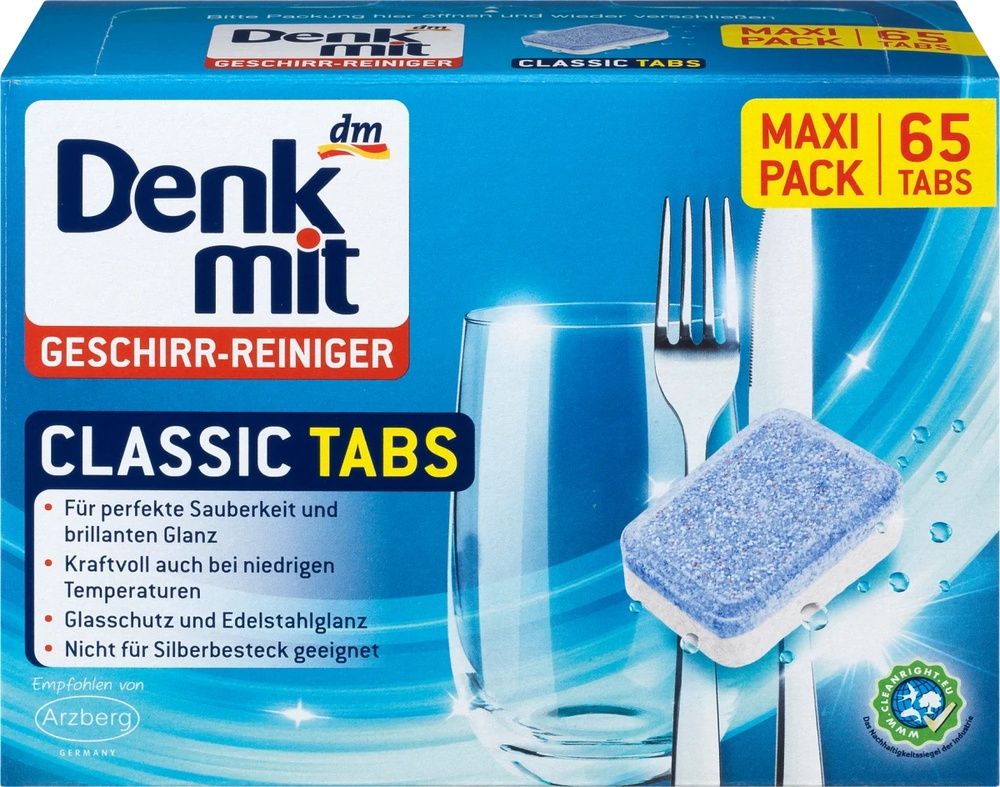 Таблетки для посудомийної машини Denkmit Classic Tabs 65 шт. 4066447216172 - побутова хімія для посудомийних машин Denkmit
