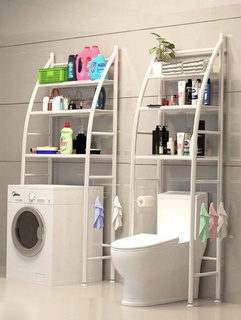 Замовити Стелаж підлоговий у ванній кімнаті для зберігання речей над пральною машиною/унітазом білий - KIYservice.UA великий вибір аксесуари для пральних машин Без бренда⚡️