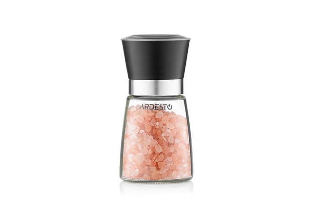 Млинок для солі та перцю Ardesto Gemini, 180мл, скло, пластик, прозорий, чорний