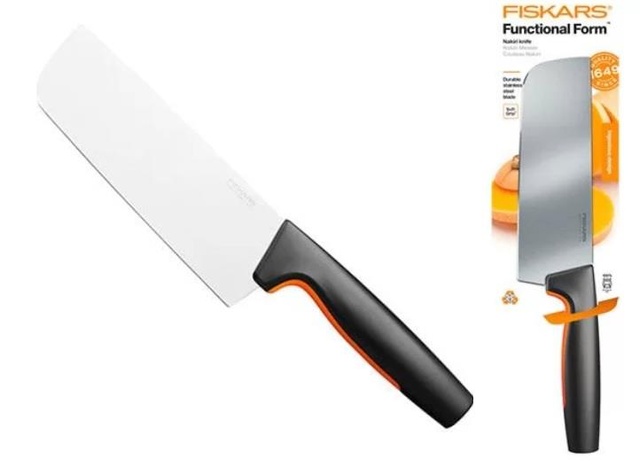 Кухонний ніж поварський Nakiri Fiskars Functional Form, 15.8см, нержавіюча сталь, пластик, чорний
