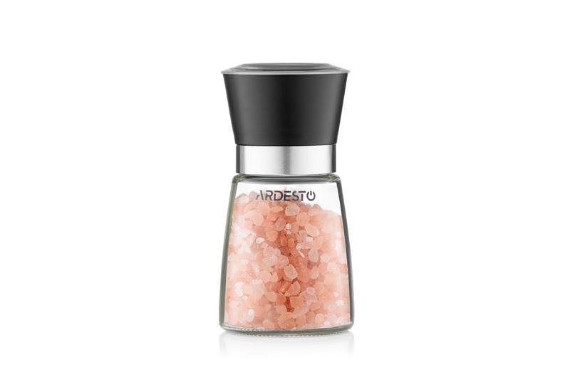 Млинок для солі та перцю Ardesto Gemini, 180мл, скло, пластик, прозорий, чорний